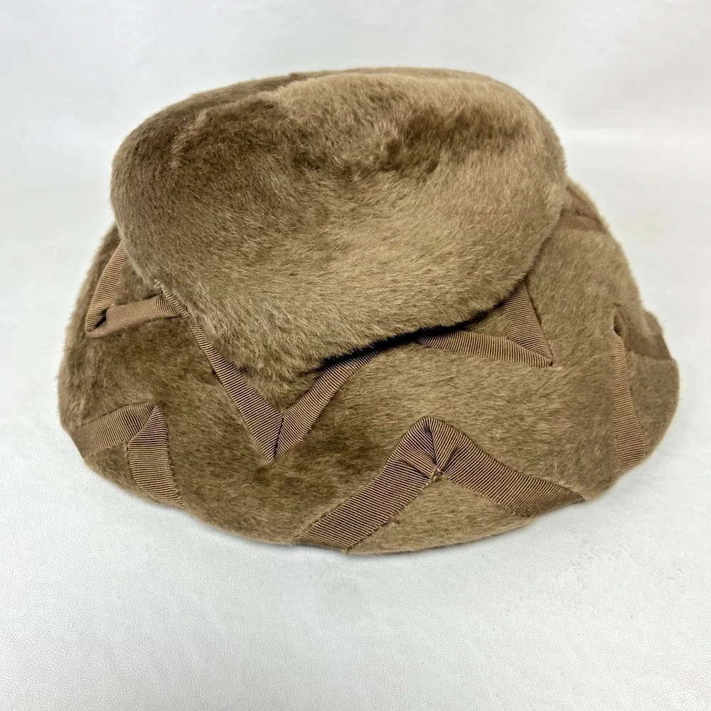 VTG Swanson Hattie Carnegie Faux Fur Brown Cloche Hat w/ 2 Matching Hat Pins 50s - Picture 3 of 7